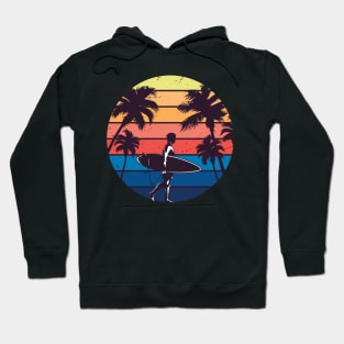 Vintage Sunset Surfing Gift For Surfers Hoodie